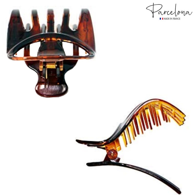 Parcelona French Curvy Oval Paw Medium 3â€ Cellulose Acetate Side Slide In Jaw Hair Claw Clip Clutcher for Women and Girls (Tortoise Shell) - Image 4